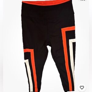 FP Movement Red Colorblock Leggings L Crop Pocket High Rise Athletic Yoga Run